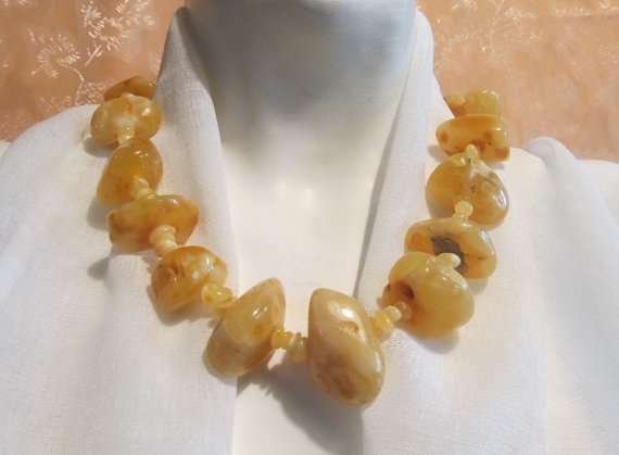 Natural Baltic Amber Genuine Huge Beaded Necklace 